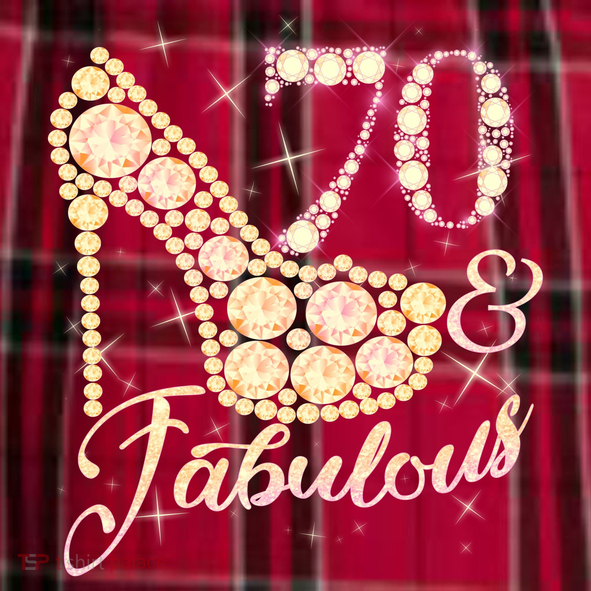 Fabulous & 70 Sparkly Heel 70th Birthday Women's Flannel Plaid Pajama Pants
