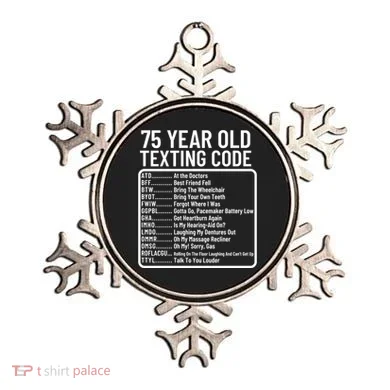 Funny 75 Year Old Texting Code Birthday Ornament