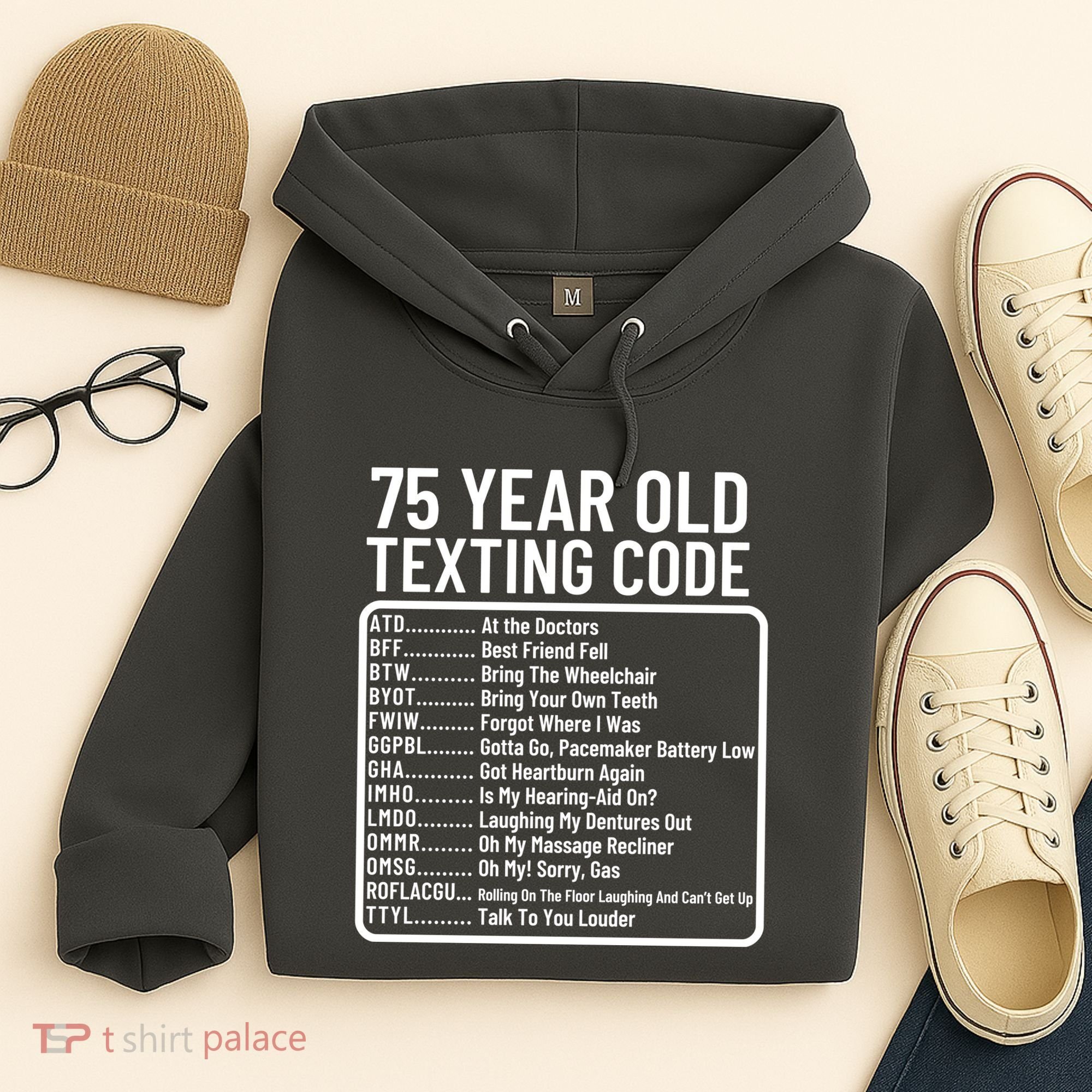 Funny 75 Year Old Texting Code Birthday Hoodie