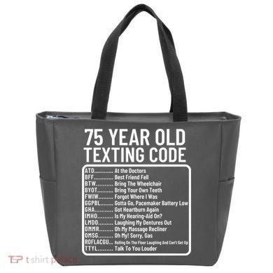 Funny 75 Year Old Texting Code Birthday Tote Bag
