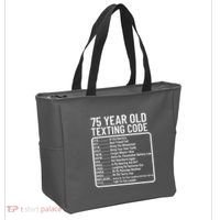Funny 75 Year Old Texting Code Birthday Tote Bag thumb 2