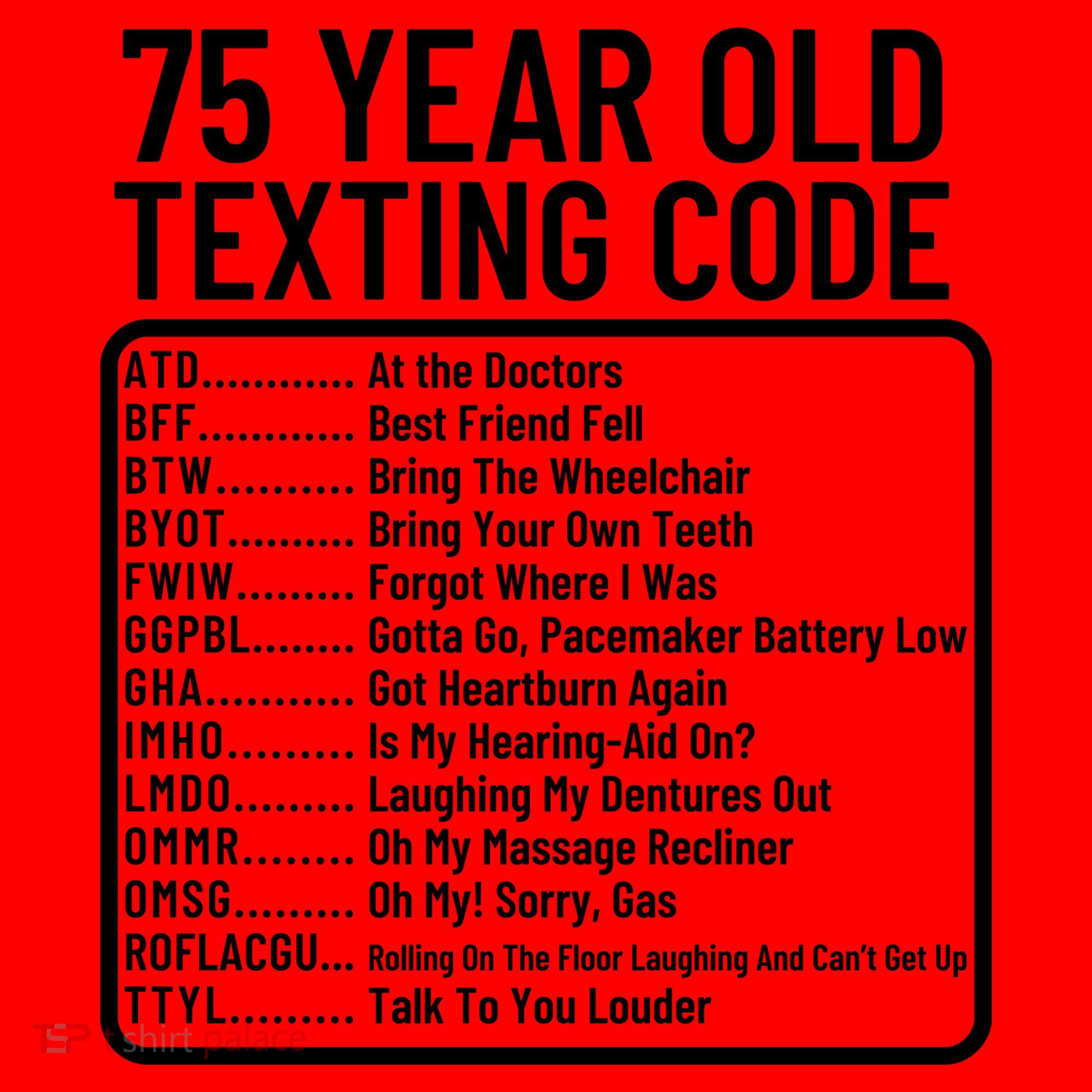Funny 75 Year Old Texting Code Birthday Santa Hat