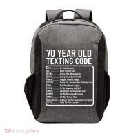 Funny 70 Year Old Texting Code Birthday Vector Backpack thumb 0