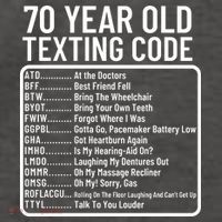 Funny 70 Year Old Texting Code Birthday Vector Backpack thumb 2