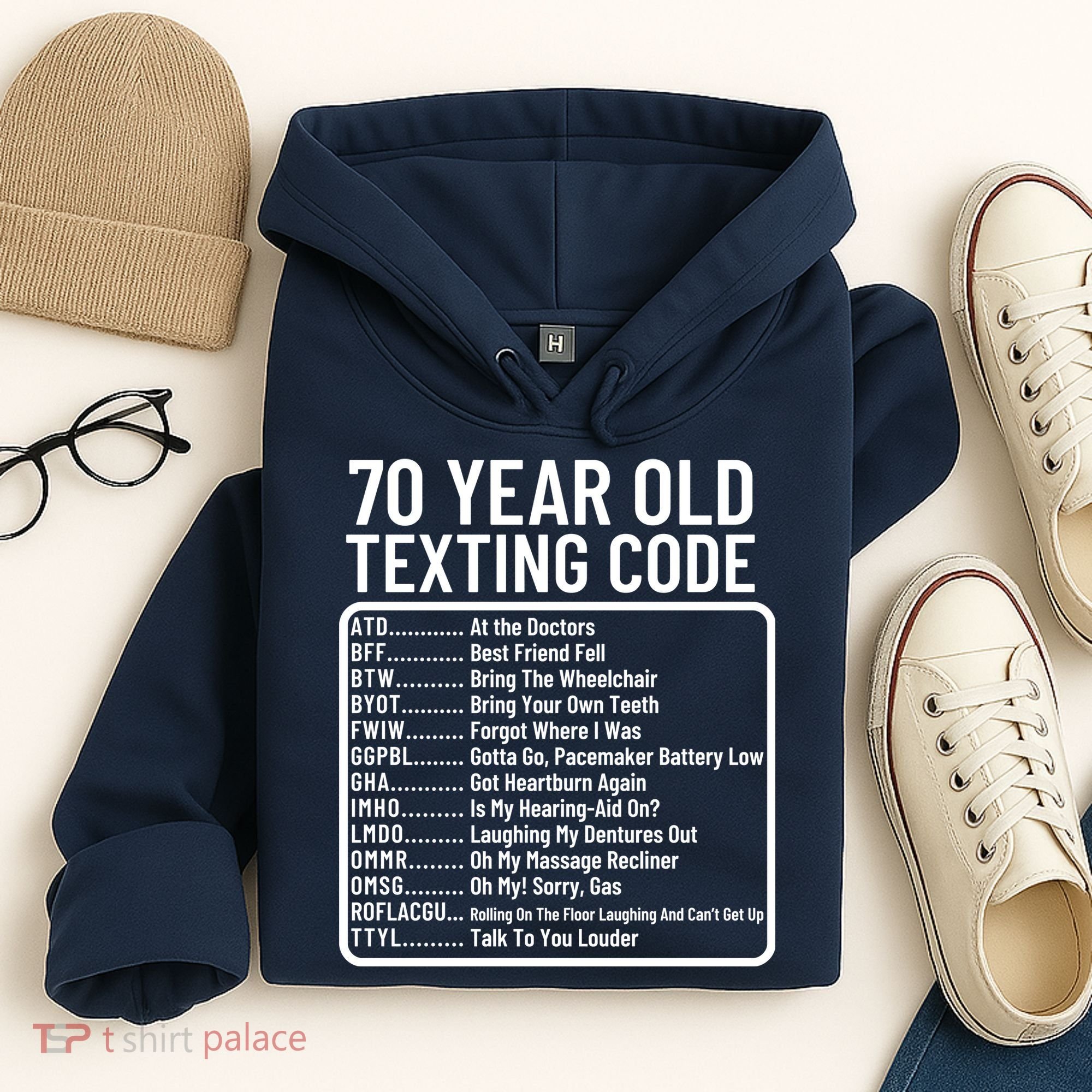 Funny 70 Year Old Texting Code Birthday Hoodie