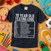 Funny 70 Year Old Texting Code Birthday Kids T-Shirt thumb 3