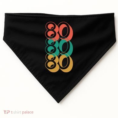 Funny 80th Birthday Retro USA-Made Doggie Bandana