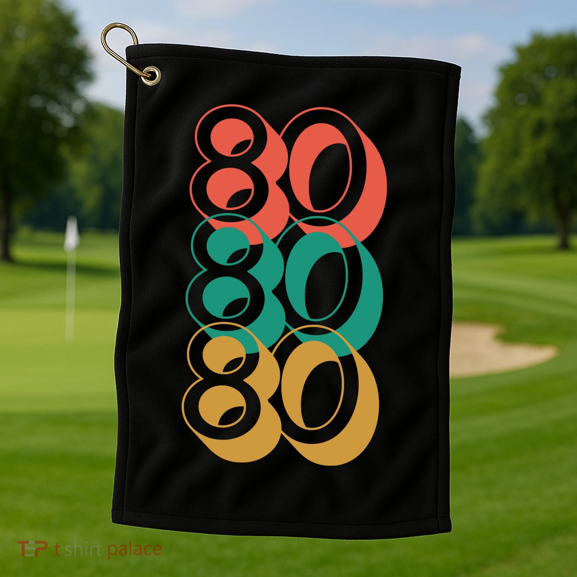Funny 80th Birthday Retro Golf Towel