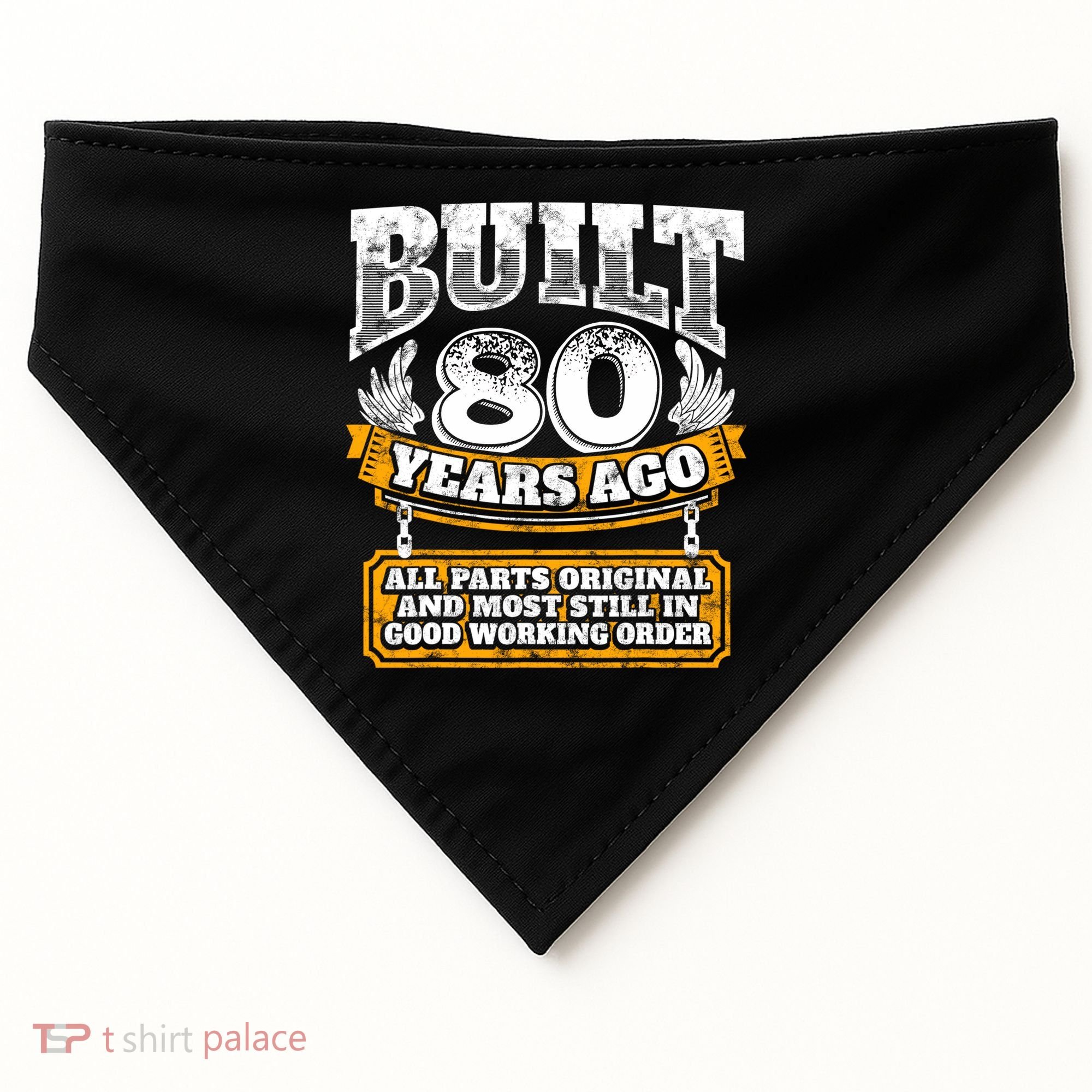 Funny 80th Birthday Gift BDay Gift Saying Age 80 Year Joke USA-Made Doggie Bandana