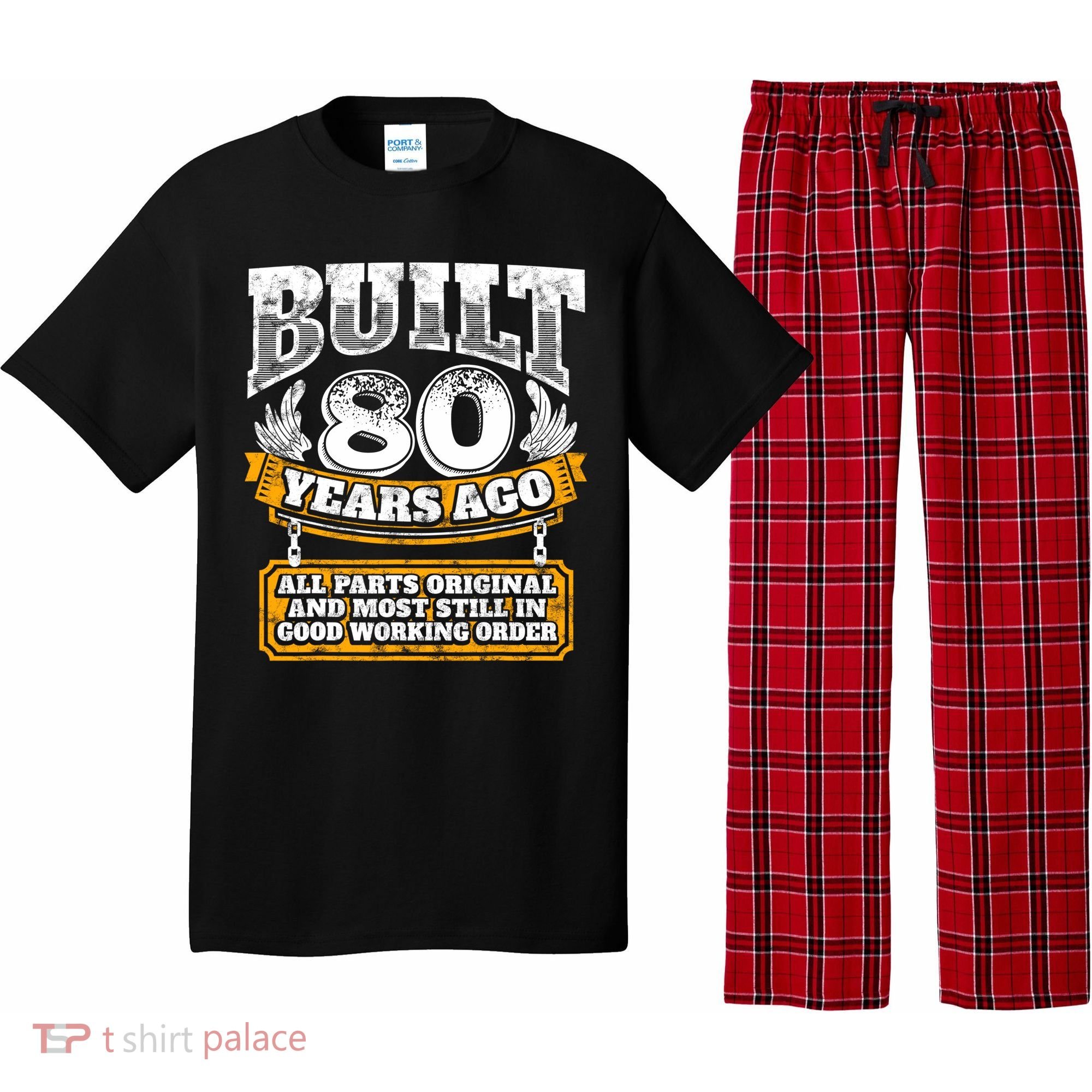 Funny 80th Birthday Gift BDay Gift Saying Age 80 Year Joke Pajama Set