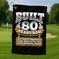 Funny 80th Birthday Gift BDay Gift Saying Age 80 Year Joke Golf Towel thumb 1