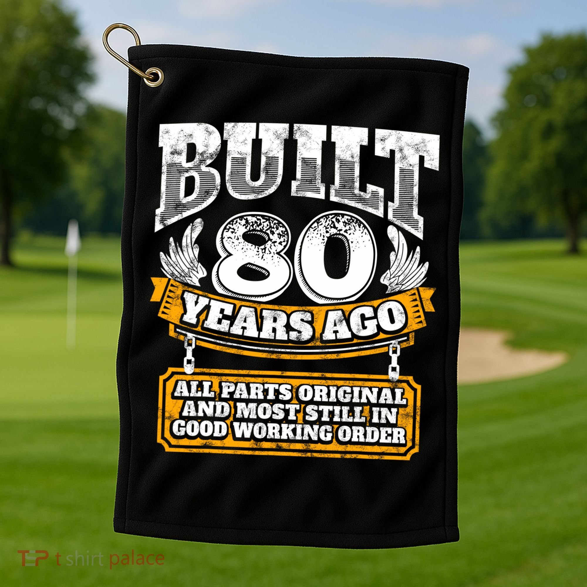 Funny 80th Birthday Gift BDay Gift Saying Age 80 Year Joke Golf Towel