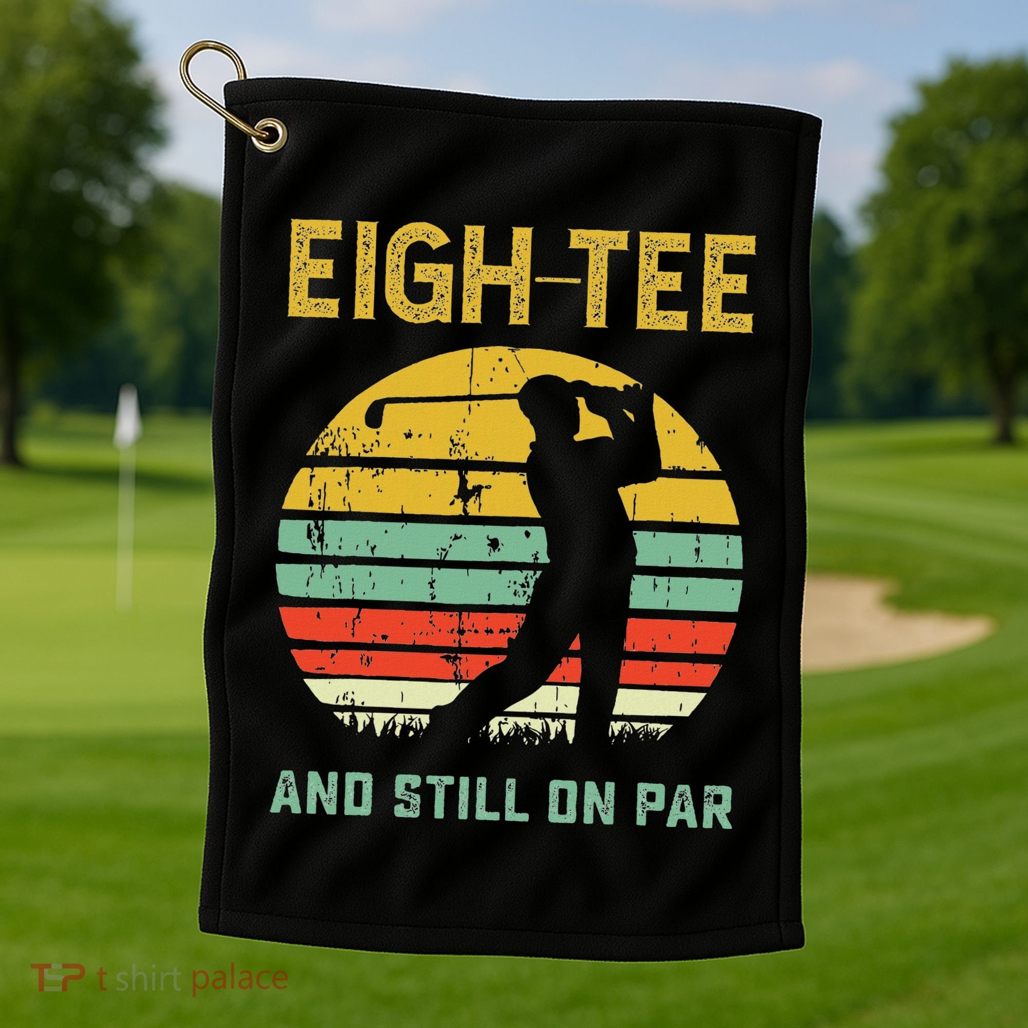 Funny 80th Birthday Golf Pun Golfing 80 Year Old Golfer Golf Towel