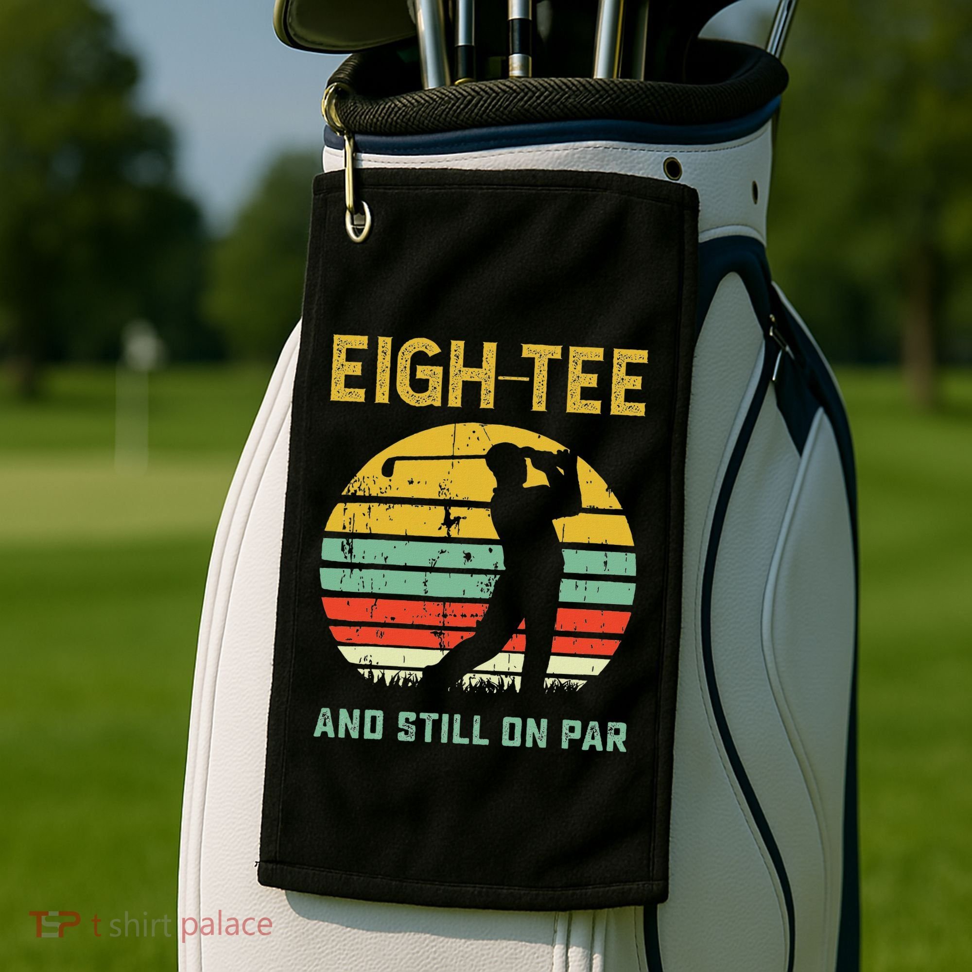 Funny 80th Birthday Golf Pun Golfing 80 Year Old Golfer Golf Towel