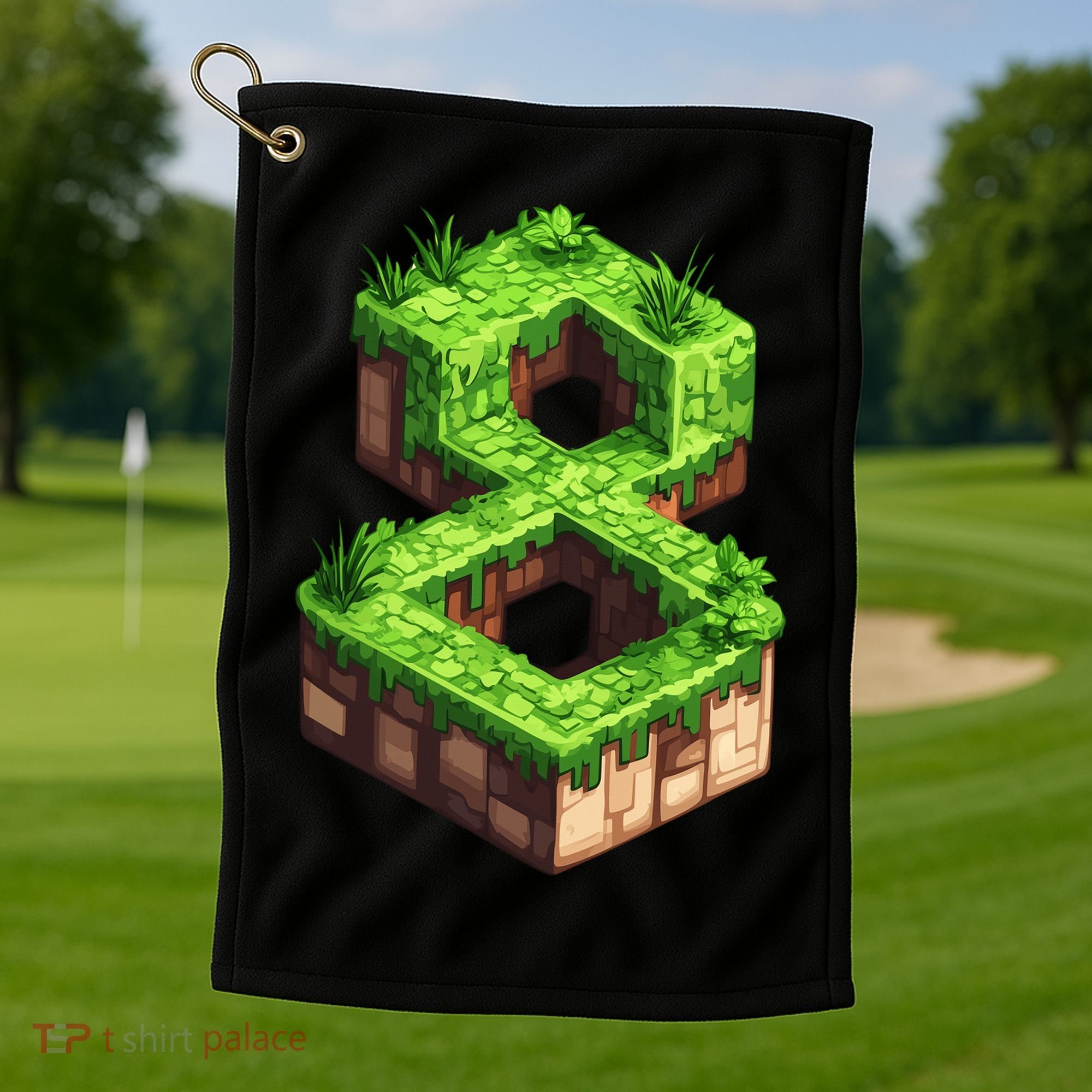 Fun 8th Birthday Number 8 Video Gamer Pixel Themed Bday Boy Golf Towel