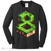 Fun 8th Birthday Number 8 Video Gamer Pixel Themed Bday Boy Kids Long Sleeve Shirt thumb 0