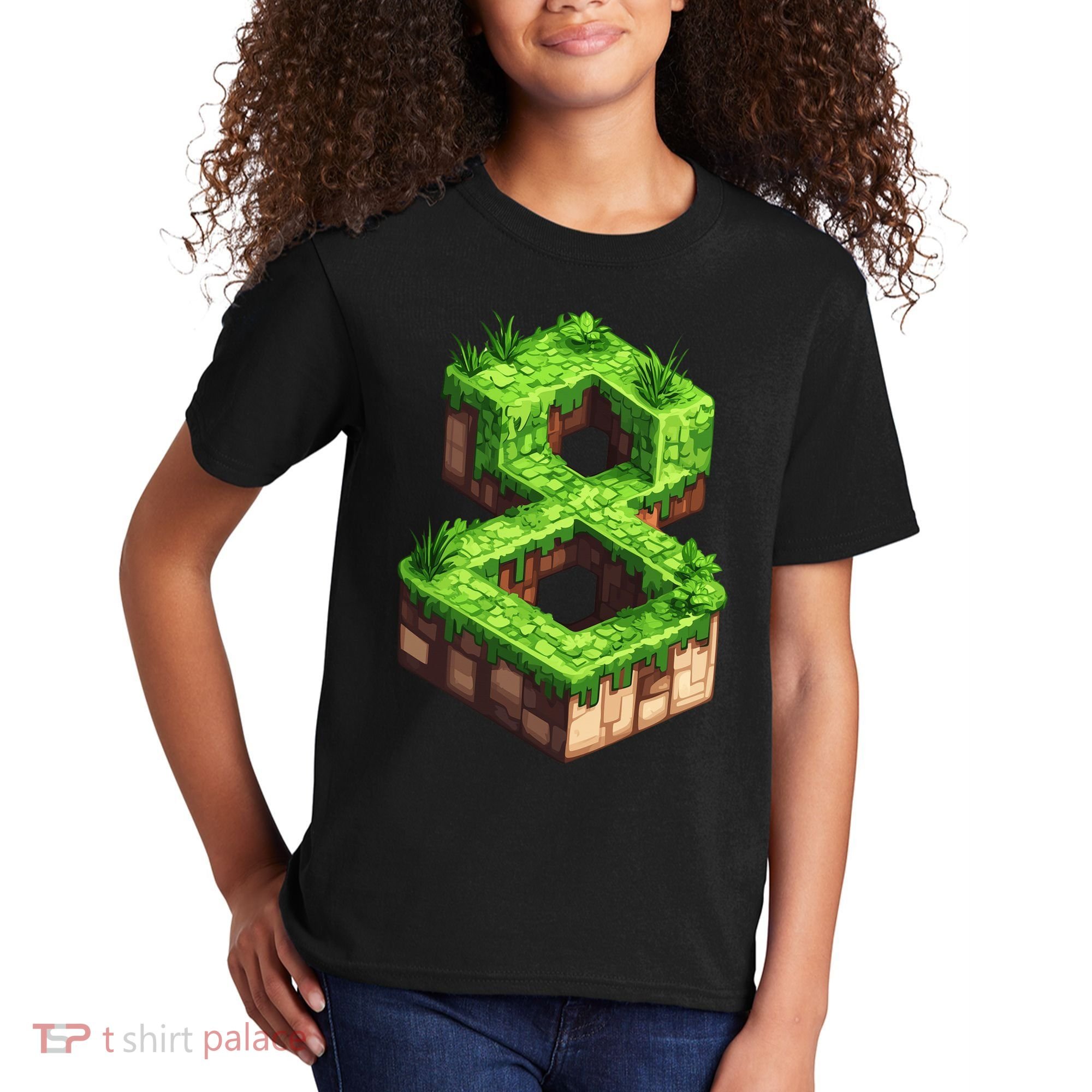 Fun 8th Birthday Number 8 Video Gamer Pixel Themed Bday Boy Kids T-Shirt