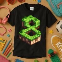 Fun 8th Birthday Number 8 Video Gamer Pixel Themed Bday Boy Kids T-Shirt thumb 3