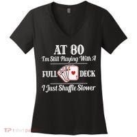 Funny 80th Birthday Gift  - 80 Year Old Cards Shirt Women's V-Neck T-Shirt thumb 0