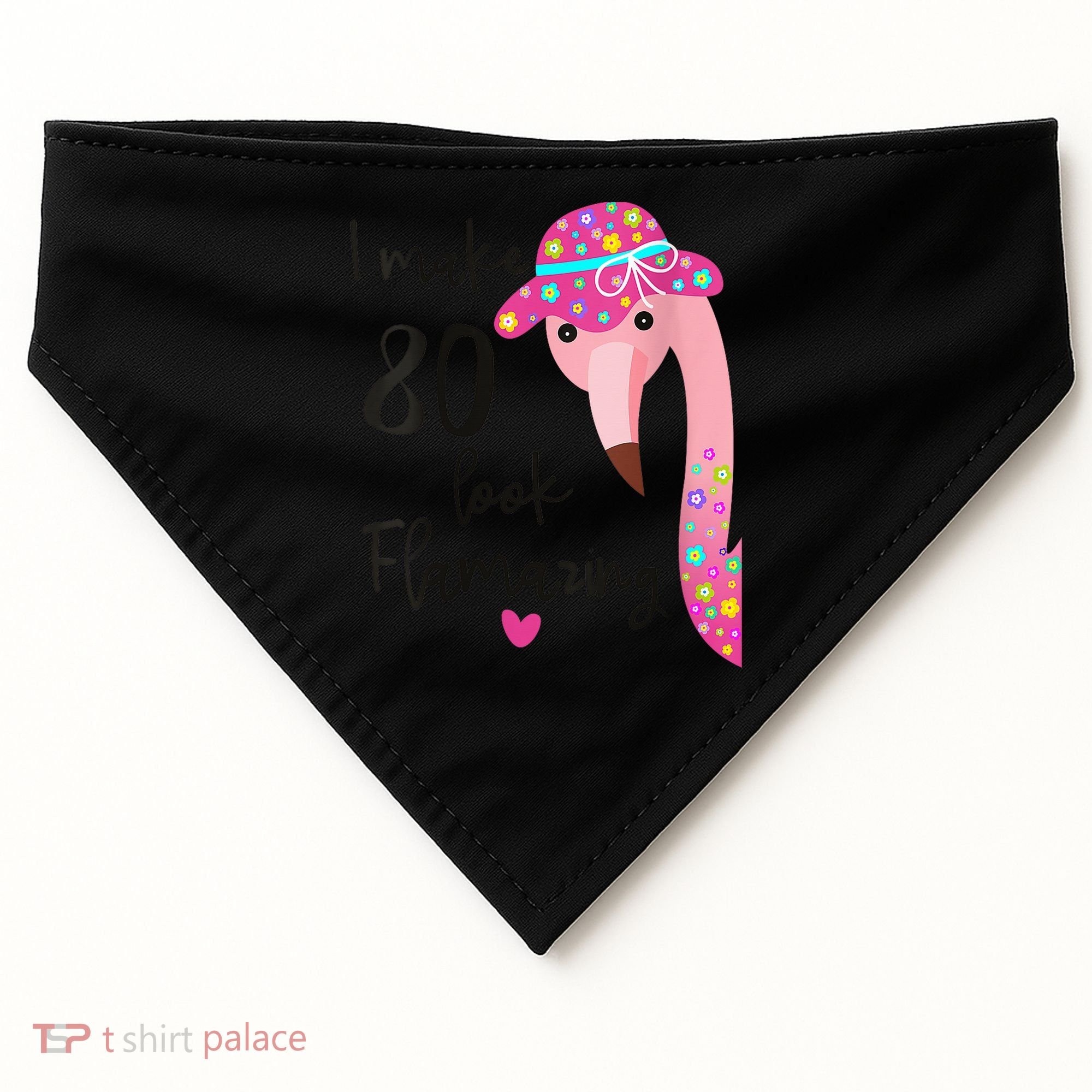 Flamingo 80th Birthday 80 Years Old Eighty USA-Made Doggie Bandana