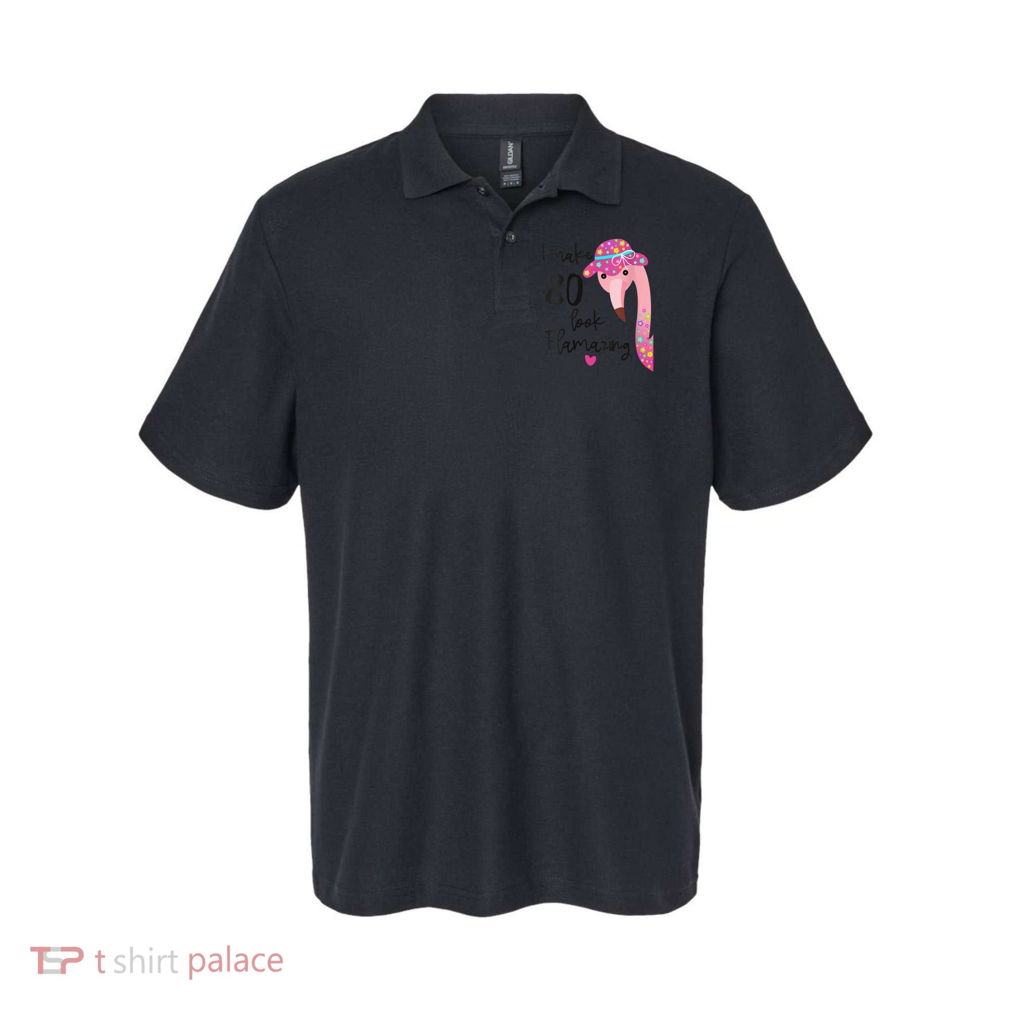 Flamingo 80th Birthday 80 Years Old Eighty Polo