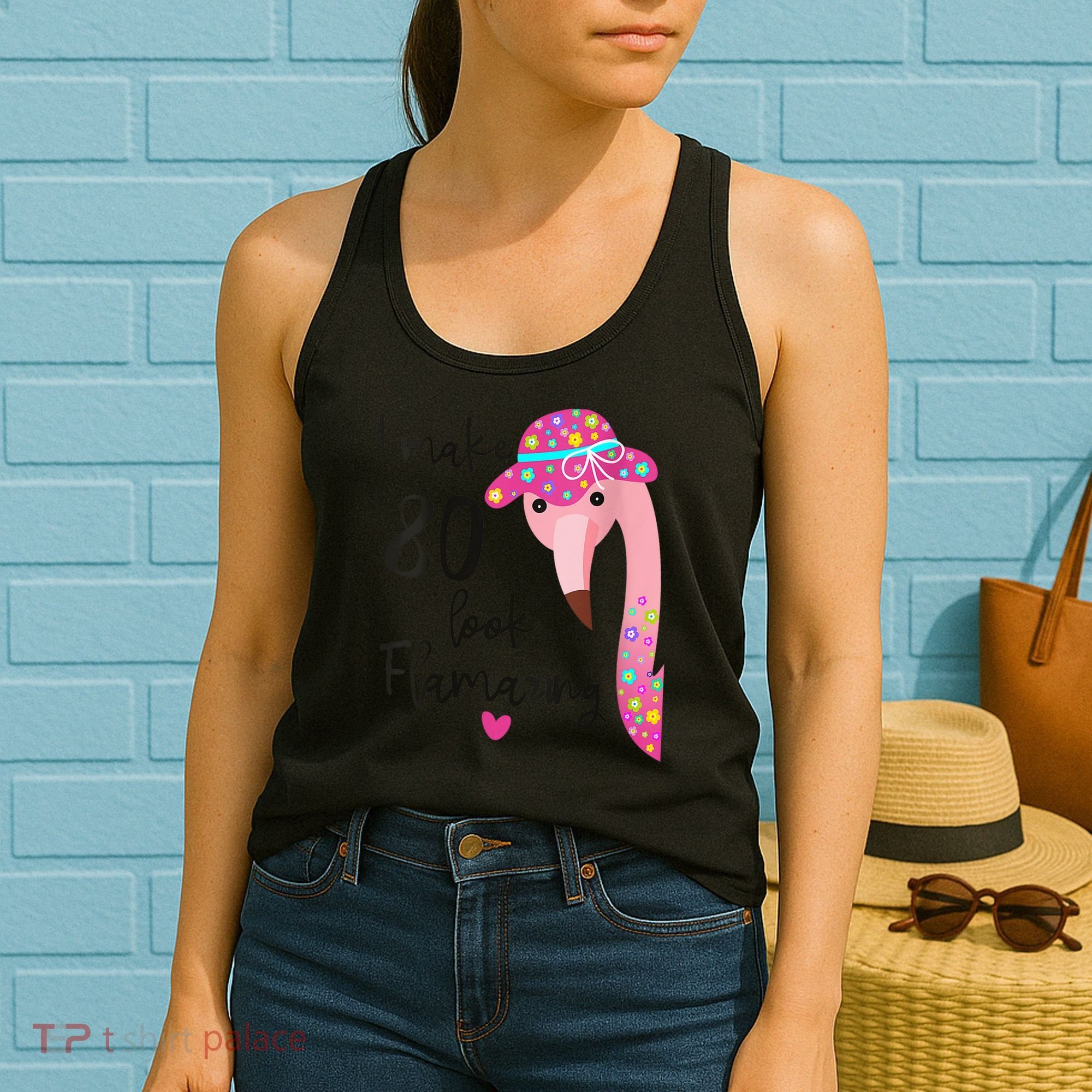 Flamingo 80th Birthday 80 Years Old Eighty Women's Tank Top