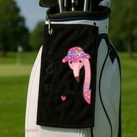 Flamingo 80th Birthday 80 Years Old Eighty Golf Towel thumb 2