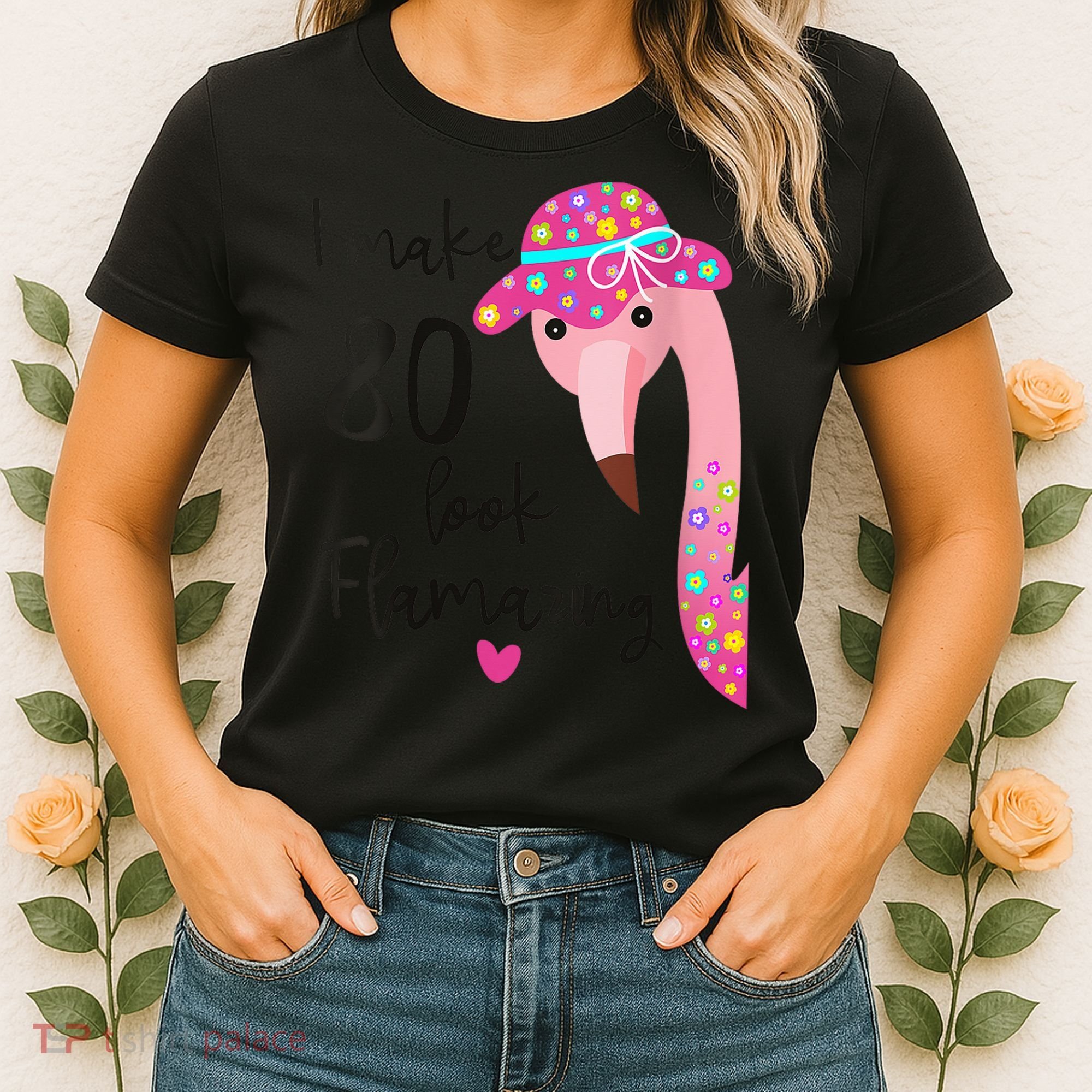 Flamingo 80th Birthday 80 Years Old Eighty Women's T-Shirt