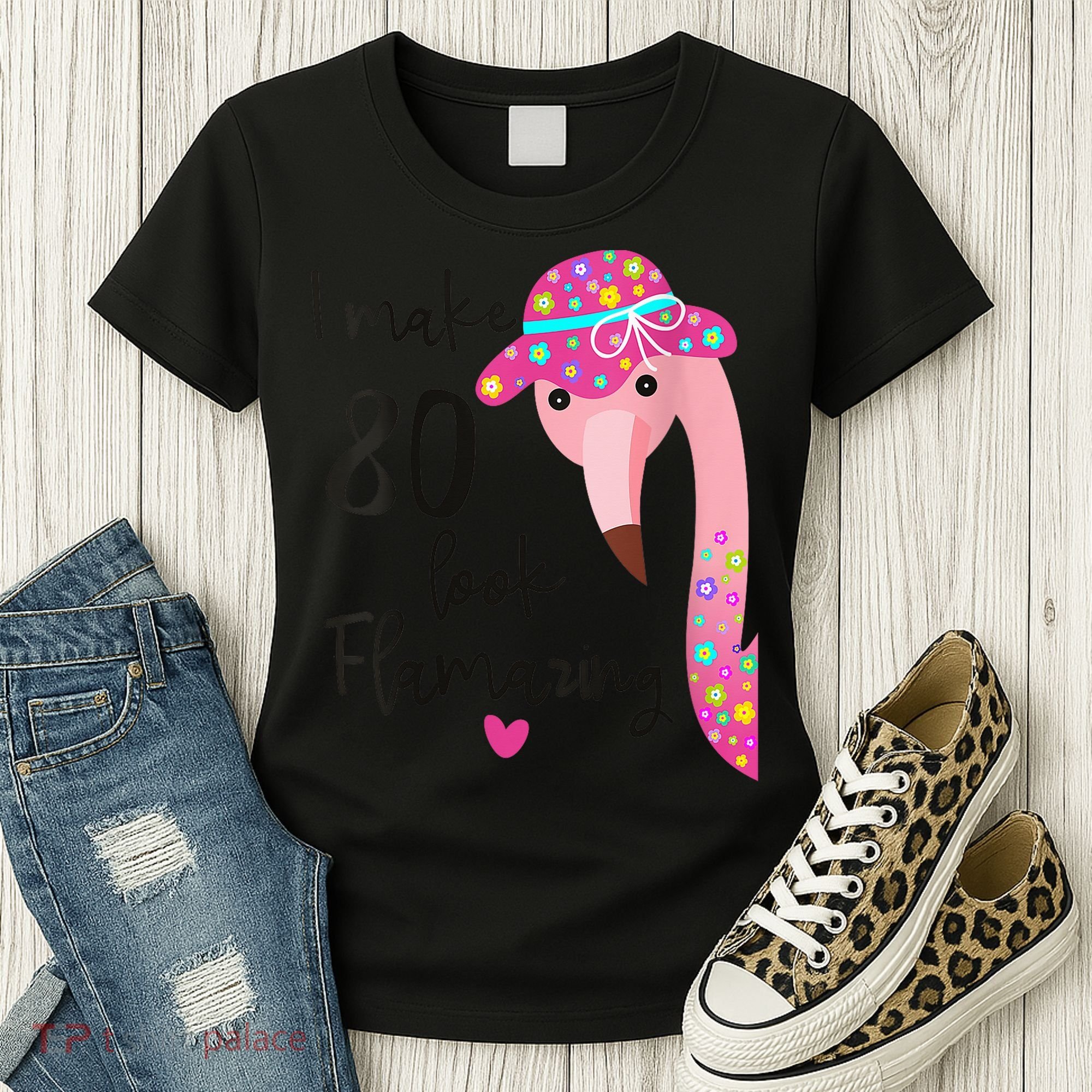 Flamingo 80th Birthday 80 Years Old Eighty Women's T-Shirt