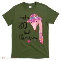 Flamingo 80th Birthday 80 Years Old Eighty T-Shirt thumb 0