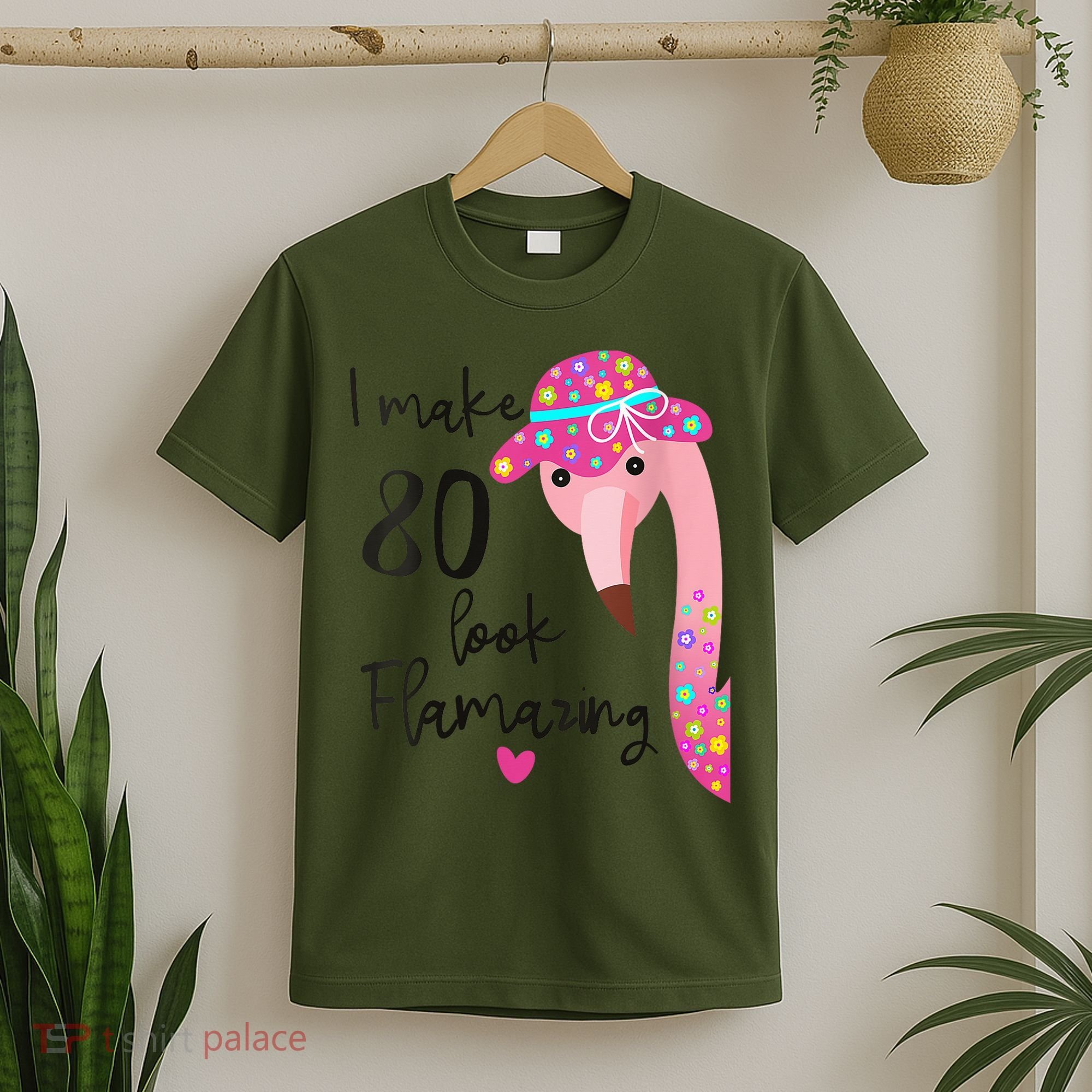 Flamingo 80th Birthday 80 Years Old Eighty T-Shirt