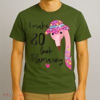 Flamingo 80th Birthday 80 Years Old Eighty T-Shirt thumb 3