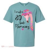 Flamingo 80th Birthday 80 Years Old Eighty Sueded Cloud Jersey T-Shirt thumb 0