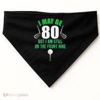Funny 80th Golf Birthday Gift 80 Year Old Birthday Golfing Funny Gift USA-Made Doggie Bandana thumb 0