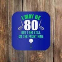 Funny 80th Golf Birthday Gift 80 Year Old Birthday Golfing Funny Gift Coaster thumb 0