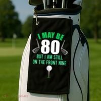 Funny 80th Golf Birthday 80 Year Old Birthday Golfing Golf Towel thumb 2