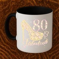 Fabulous & 80 Sparkly Heel 80th Birthday Coffee Mug thumb 2