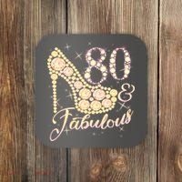 Fabulous & 80 Sparkly Heel 80th Birthday Coaster thumb 0