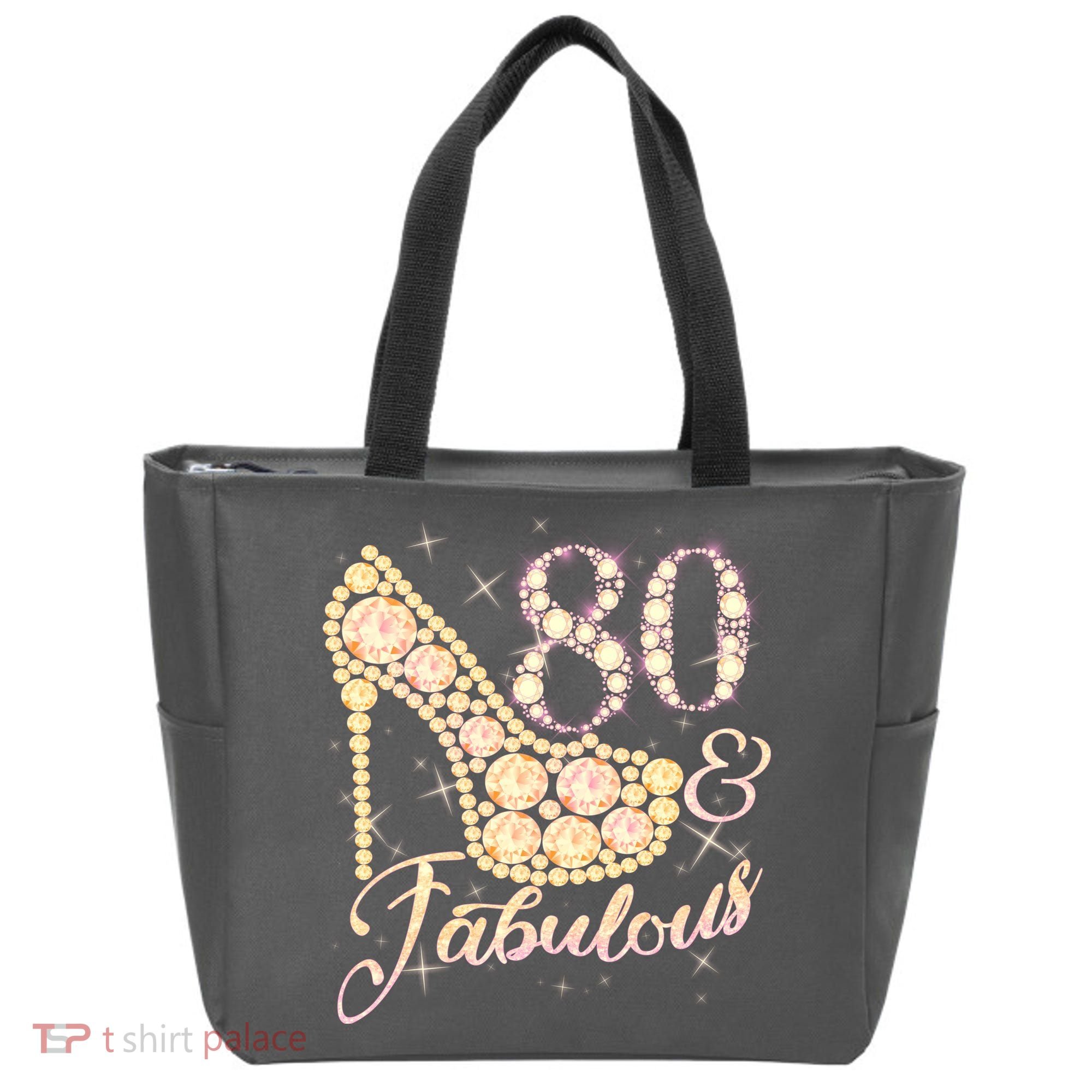 Fabulous & 80 Sparkly Heel 80th Birthday Tote Bag