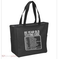 Funny 85 Year Old Texting Code Birthday Tote Bag thumb 2