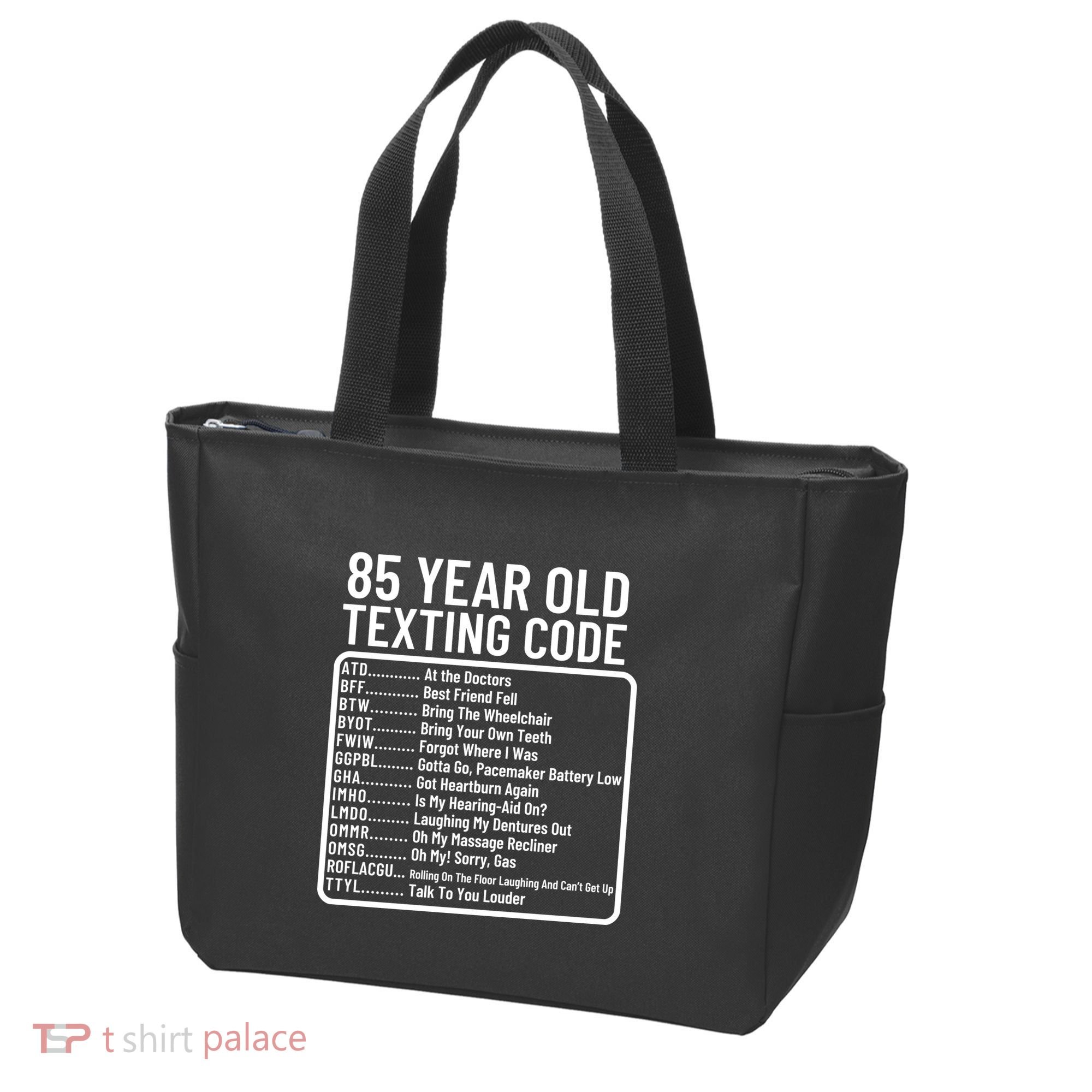 Funny 85 Year Old Texting Code Birthday Tote Bag