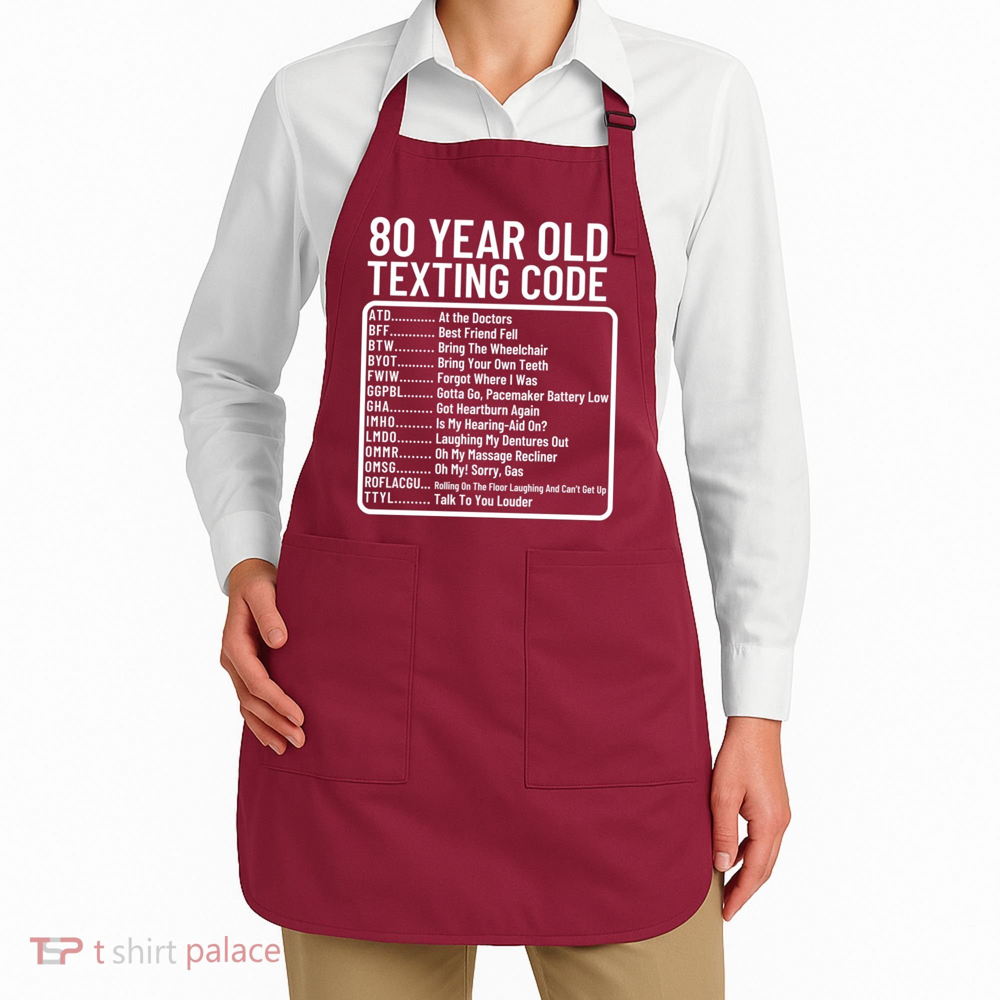 Funny 80 Year Old Texting Code Birthday Apron