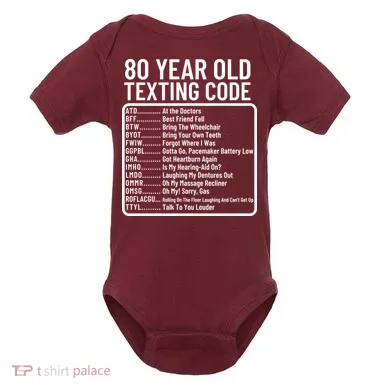 Funny 80 Year Old Texting Code Birthday Baby Bodysuit