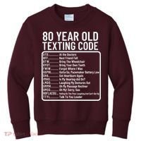 Funny 80 Year Old Texting Code Birthday Kids Sweatshirt thumb 0