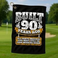 Funny 90th Birthday Shirt B-Day Gift Saying Age 90 Year Joke Golf Towel thumb 1