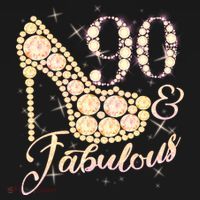 Fabulous & 90 Sparkly Heel 90th Birthday USA-Made Doggie Bandana thumb 2
