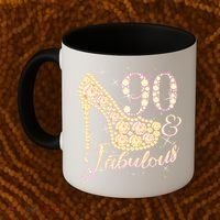 Fabulous & 90 Sparkly Heel 90th Birthday Coffee Mug thumb 2