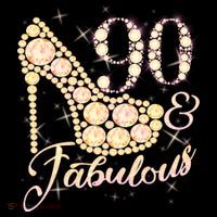 Fabulous & 90 Sparkly Heel 90th Birthday Women's Hoodie thumb 2