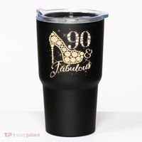 Fabulous & 90 Sparkly Heel 90th Birthday Tumbler thumb 0