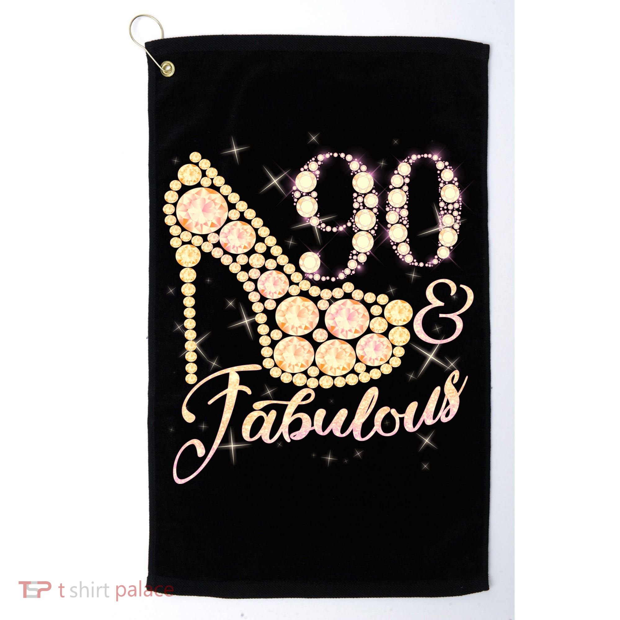 Fabulous & 90 Sparkly Heel 90th Birthday Golf Towel